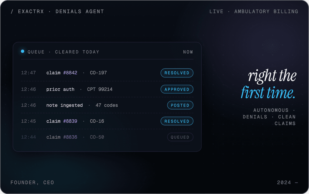 Exactrx denials agent activity feed