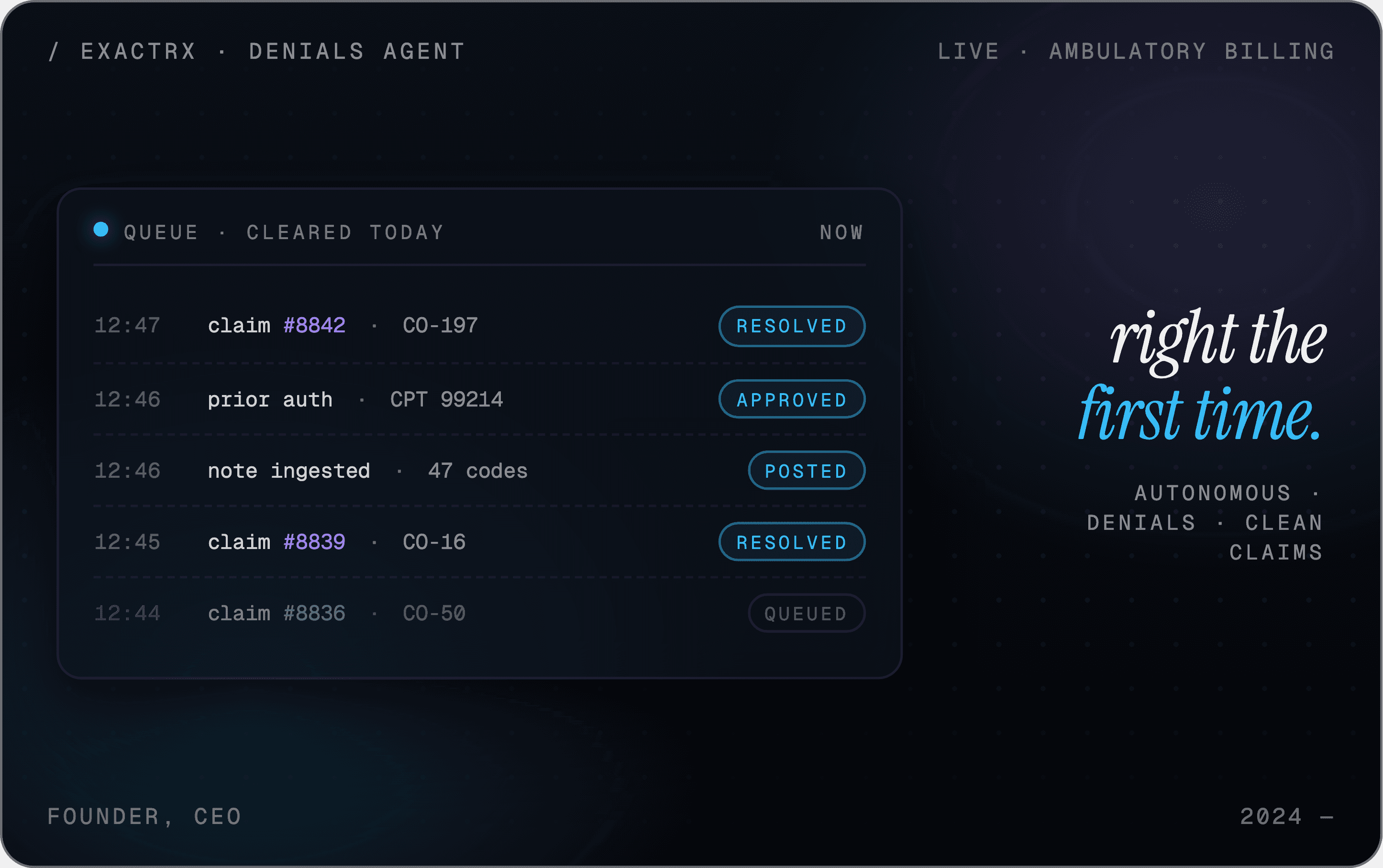 Exactrx denials agent activity feed